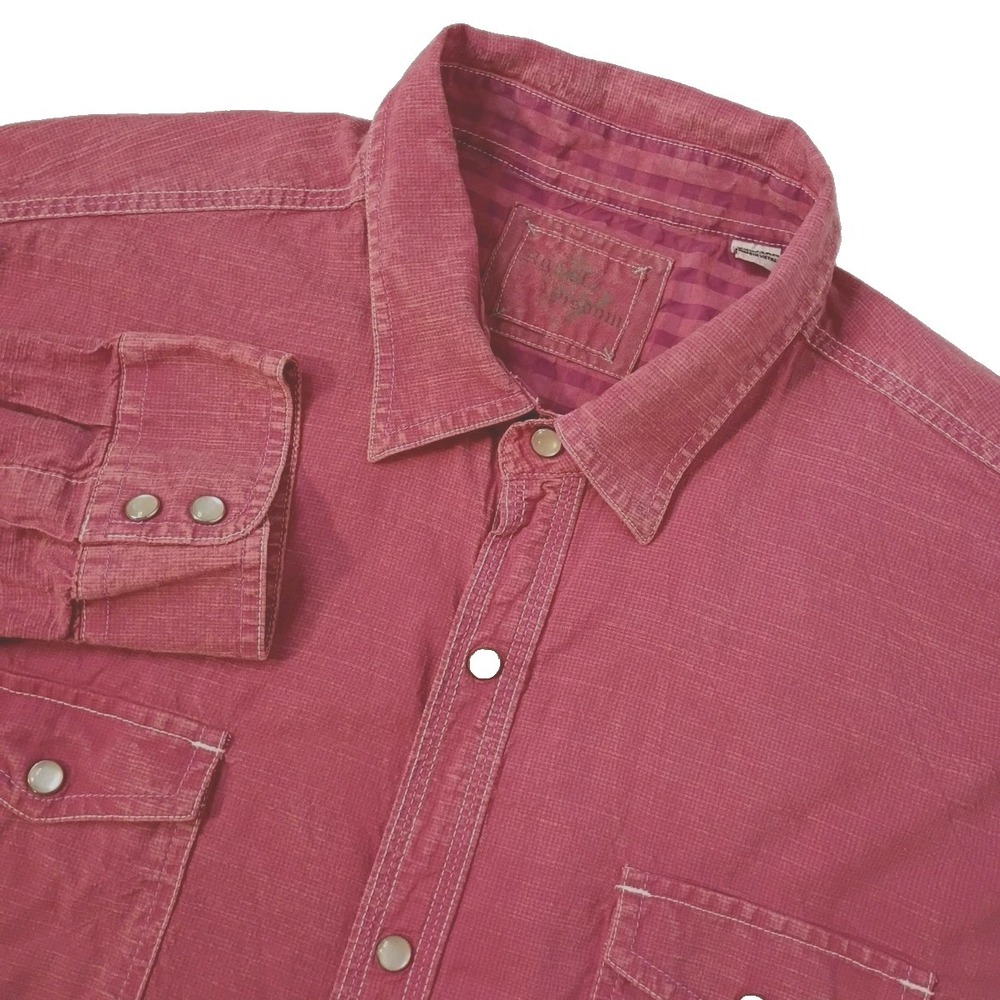 Age of Wisdom Pearl Snap Shirt Mens 2XL Pink Double Flap Pockets Cowboy Western